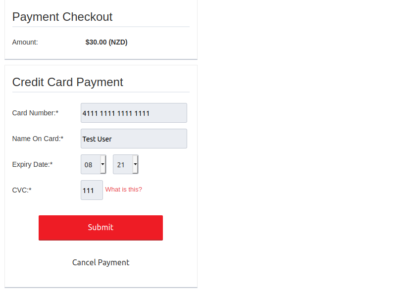 Form: Payment details